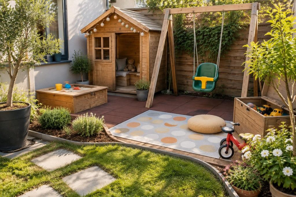 découvrez comment aménager un coin jeux sécurisé et amusant pour les enfants, même dans un petit jardin, grâce à des idées pratiques et gain de place.