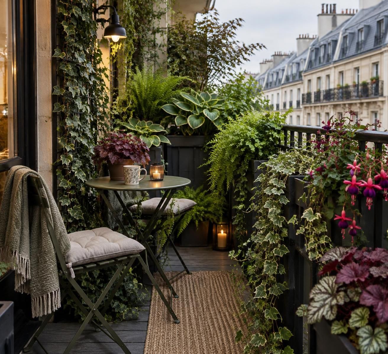 aménagez un petit balcon exposé au nord toute l’année : plantes adaptées à l’ombre, mobilier compact et astuces pour créer un espace accueillant.